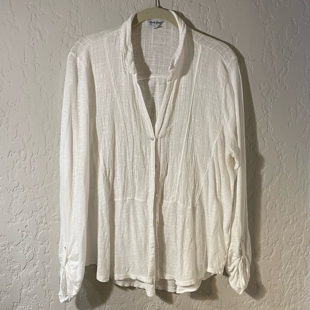 Luck Brand Button Up Roll Sleeve Blouse - XL